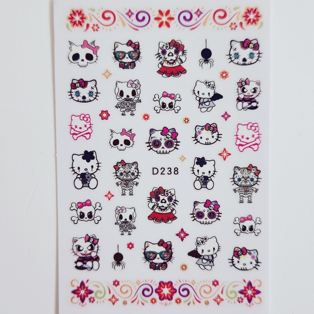 ⭐4/$15 Day of the Dead Hello Kitty Nail Art Stickers
